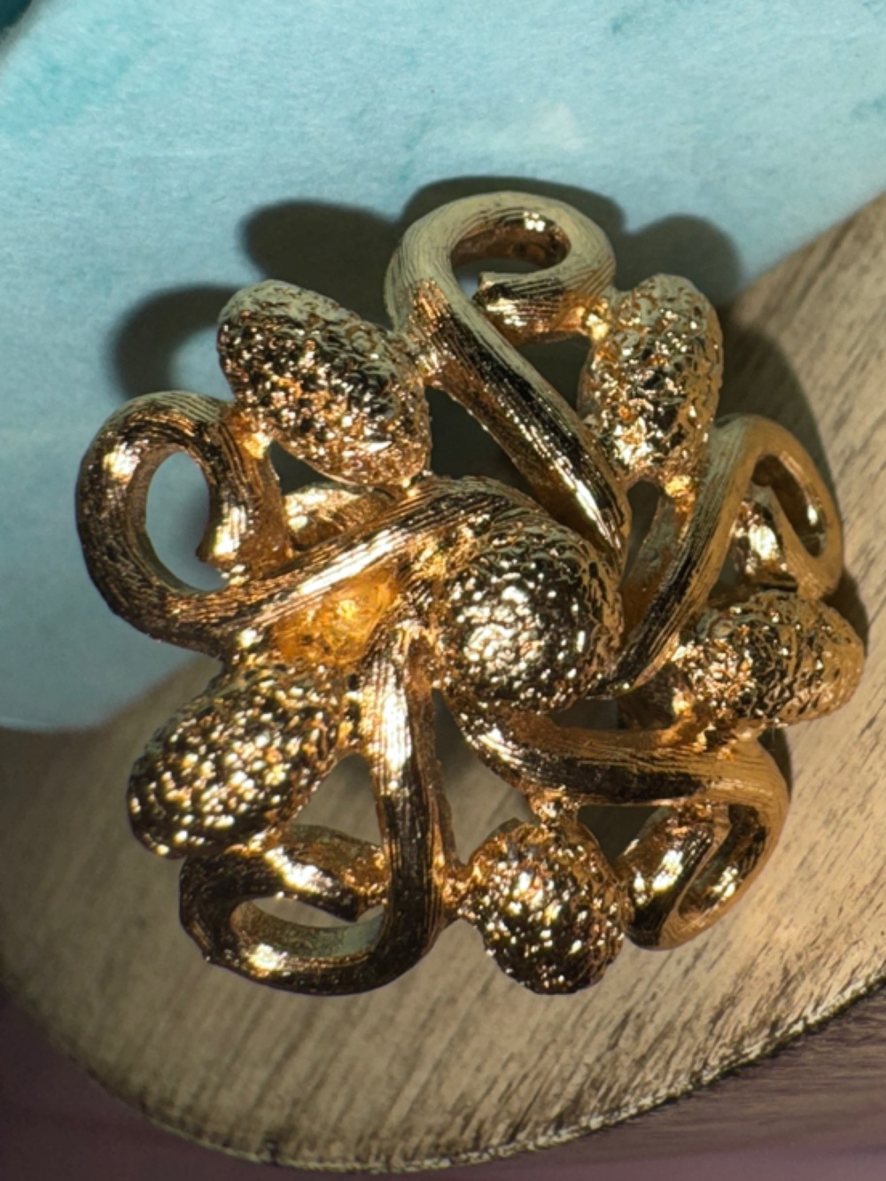 Replacement Monet Vintage Gold Floral Statement Clip On- Earring